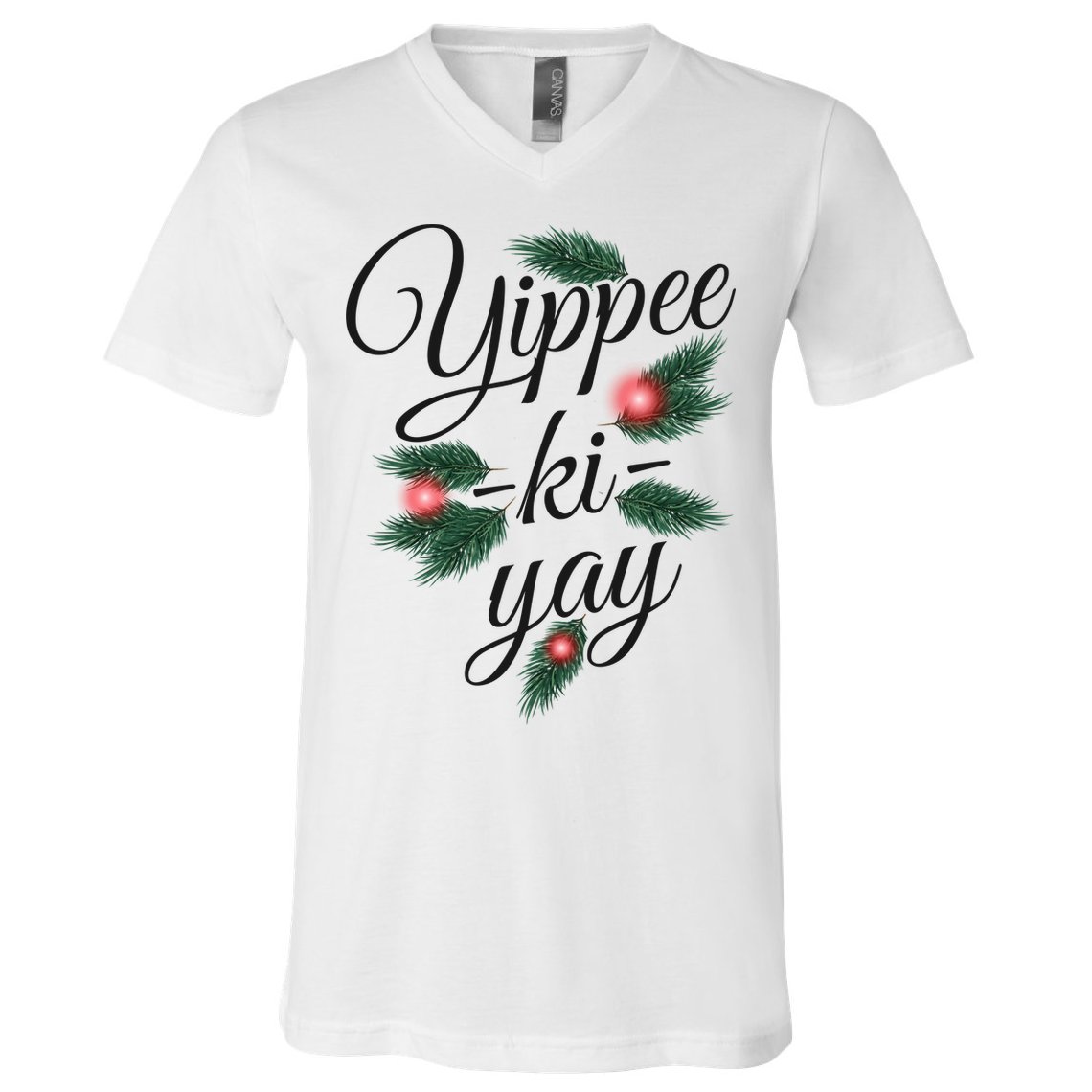 Yippee Ki Yay Christmas Holiday V-Neck T-Shirt
