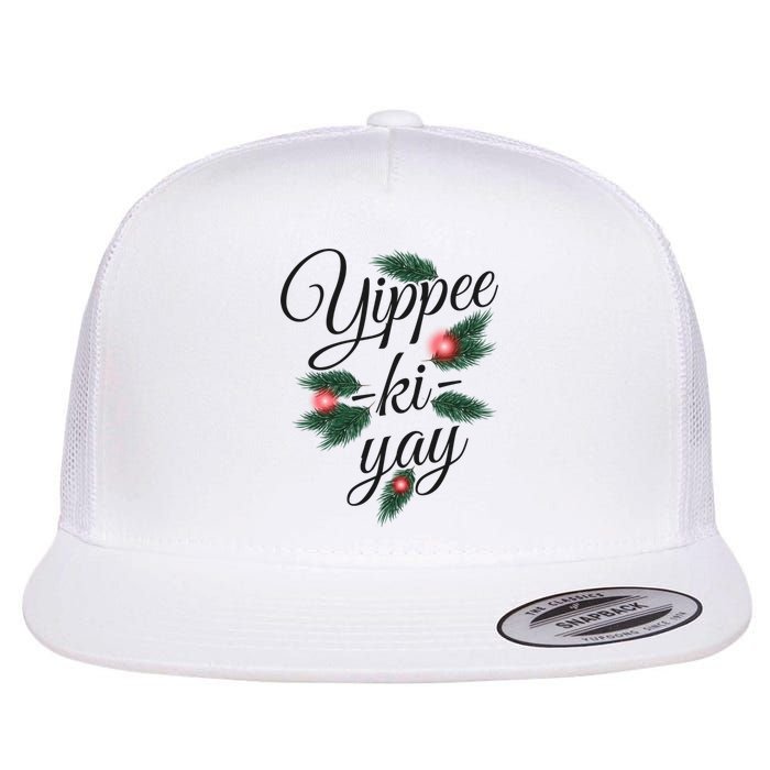 Yippee Ki Yay Christmas Holiday Flat Bill Trucker Hat