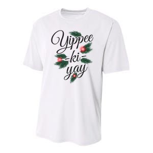 Yippee Ki Yay Christmas Holiday Youth Performance Sprint T-Shirt