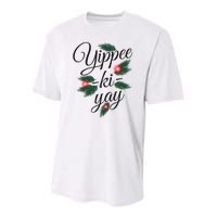 Yippee Ki Yay Christmas Holiday Youth Performance Sprint T-Shirt