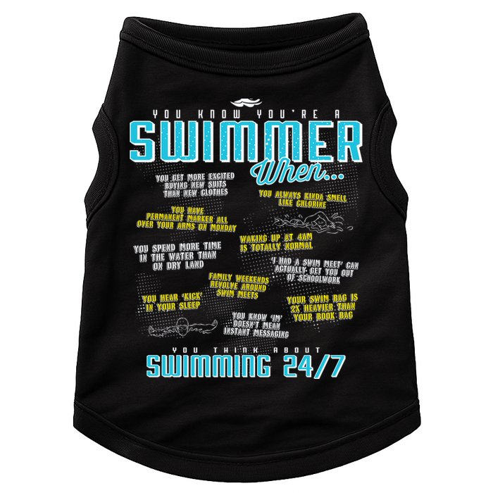 You Know You're A Swimmer When Funny List For Swim Gift Doggie Tank