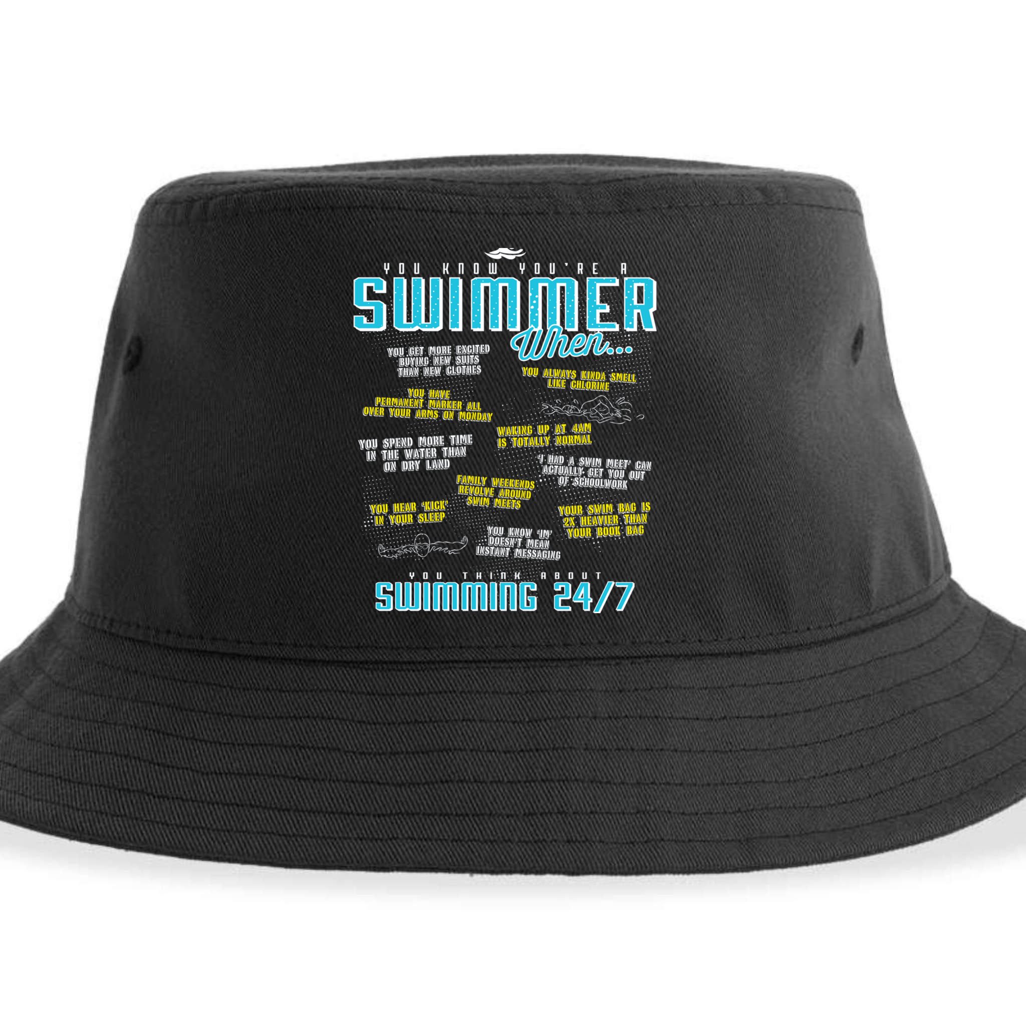 You Know You're A Swimmer When Funny List For Swim Gift Sustainable Bucket Hat