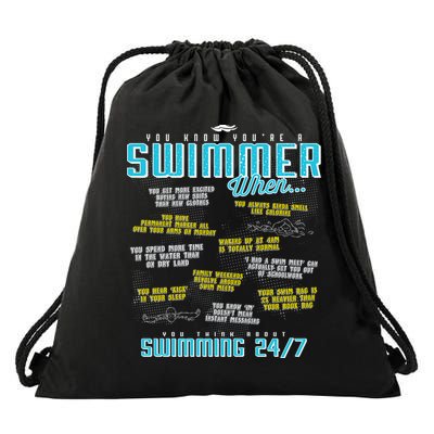 You Know You're A Swimmer When Funny List For Swim Gift Drawstring Bag