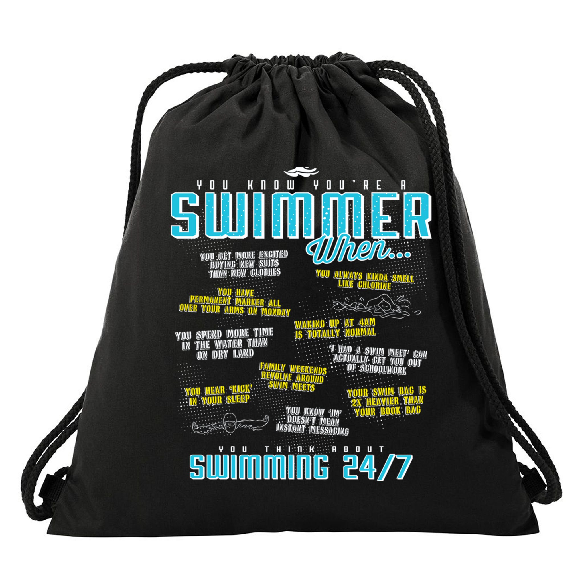 You Know You're A Swimmer When Funny List For Swim Gift Drawstring Bag