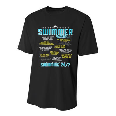 You Know You're A Swimmer When Funny List For Swim Gift Youth Performance Sprint T-Shirt