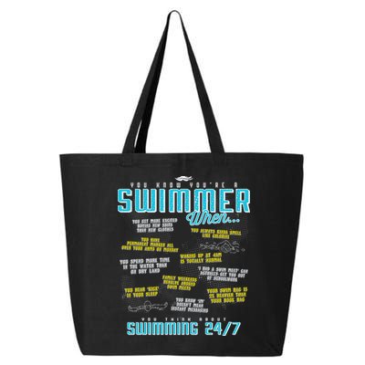 You Know You're A Swimmer When Funny List For Swim Gift 25L Jumbo Tote