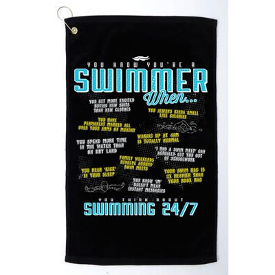 You Know You're A Swimmer When Funny List For Swim Gift Golf Towel