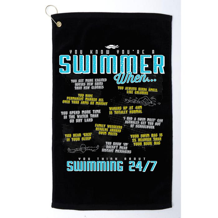 You Know You're A Swimmer When Funny List For Swim Gift Golf Towel