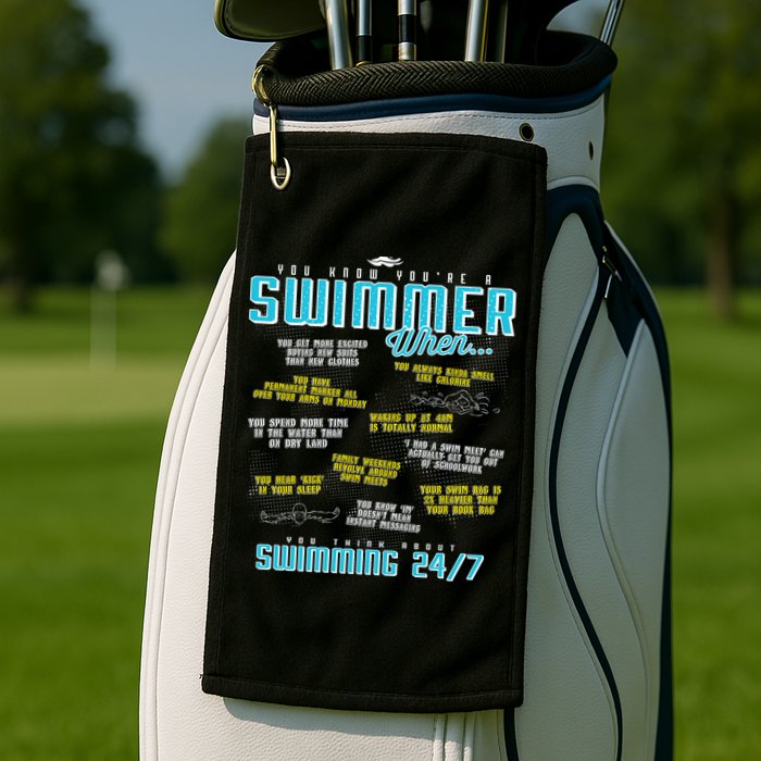 You Know You're A Swimmer When Funny List For Swim Gift Golf Towel