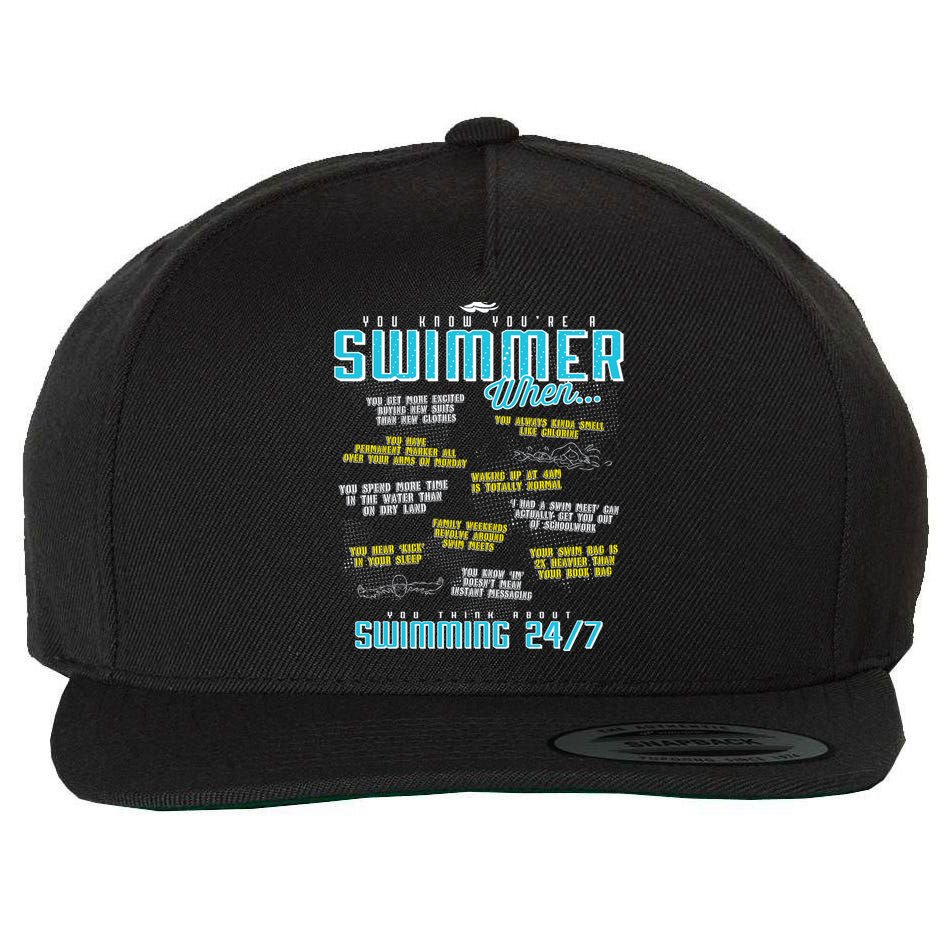 You Know You're A Swimmer When Funny List For Swim Gift Wool Snapback Cap