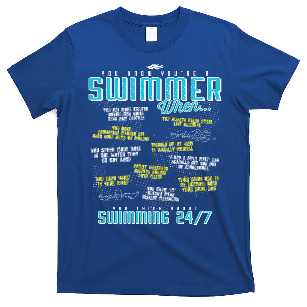 You Know You're A Swimmer When Funny List For Swim Gift T-Shirt