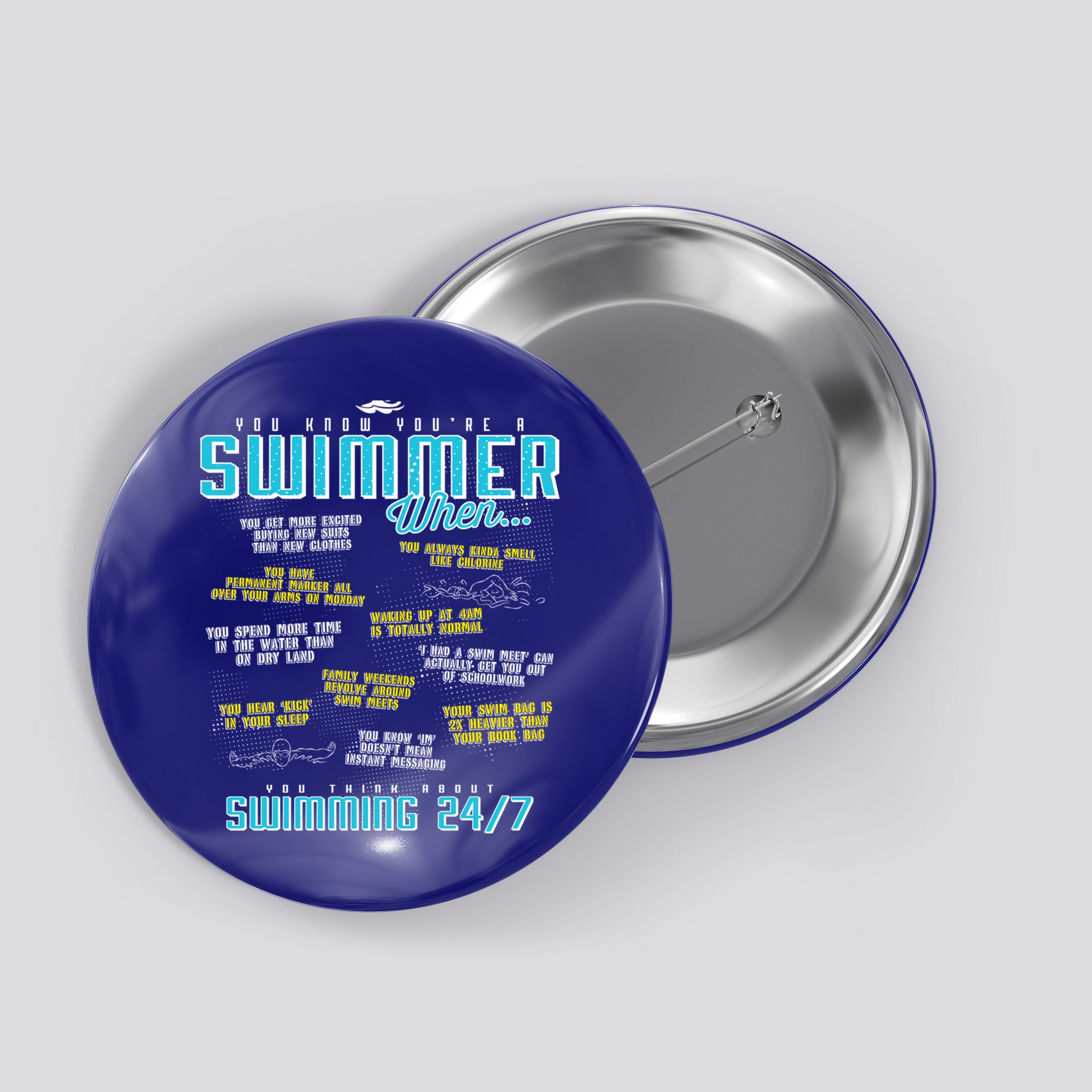 You Know You're A Swimmer When Funny List For Swim Gift Button