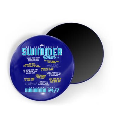 You Know You're A Swimmer When Funny List For Swim Gift Magnet