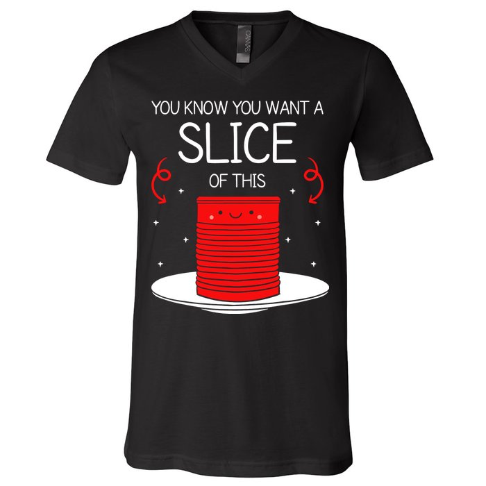 You Know You Want A Slice Of This Canned Cranberry Sauce V-Neck T-Shirt