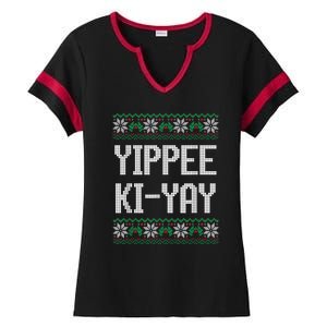 Yippee Ki Yay Funny Christmas Funny Gift Ladies Halftime Notch Neck Tee