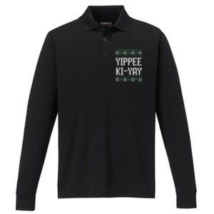 Yippee Ki Yay Funny Christmas Funny Gift Performance Long Sleeve Polo