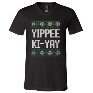 Yippee Ki Yay Funny Christmas Funny Gift V-Neck T-Shirt