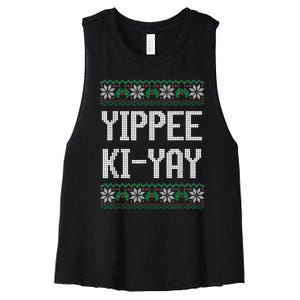 Yippee Ki Yay Funny Christmas Funny Gift Women's Racerback Cropped Tank