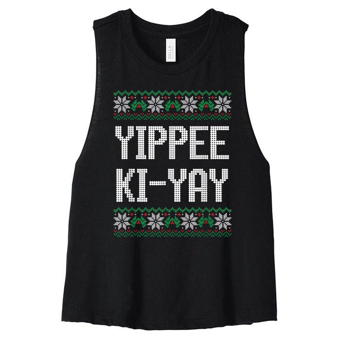 Yippee Ki Yay Funny Christmas Funny Gift Women's Racerback Cropped Tank