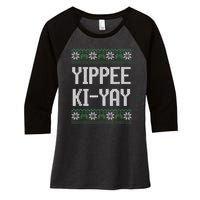 Yippee Ki Yay Funny Christmas Funny Gift Women's Tri-Blend 3/4-Sleeve Raglan Shirt