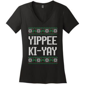 Yippee Ki Yay Funny Christmas Funny Gift Women's V-Neck T-Shirt