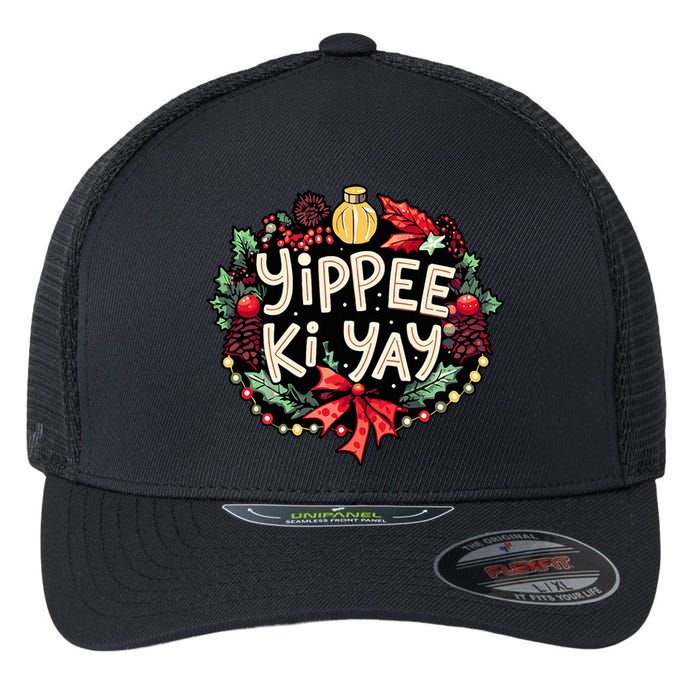 Yippee Ki Yay Funny Christmas Party Flexfit Unipanel Trucker Cap