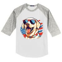 Yellow Lab 4th Of July Design Patriotic Pup Labrador Pride Kids Colorblock Raglan Jersey