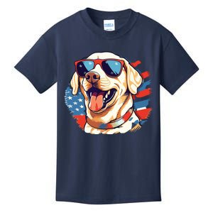 Yellow Lab 4th Of July Design Patriotic Pup Labrador Pride Kids T-Shirt