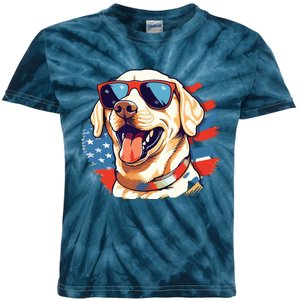 Yellow Lab 4th Of July Design Patriotic Pup Labrador Pride Kids Tie-Dye T-Shirt