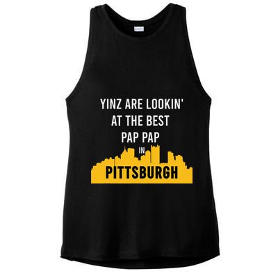Yinz Looking At Best Yinzer Pap Pap Pittsburgh Pa Ladies PosiCharge Tri-Blend Wicking Tank