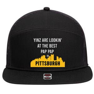 Yinz Looking At Best Yinzer Pap Pap Pittsburgh Pa 7 Panel Mesh Trucker Snapback Hat