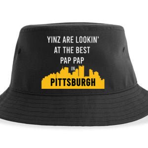 Yinz Looking At Best Yinzer Pap Pap Pittsburgh Pa Sustainable Bucket Hat