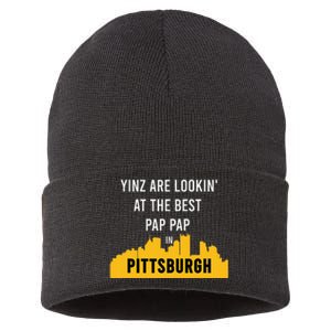 Yinz Looking At Best Yinzer Pap Pap Pittsburgh Pa Sustainable Knit Beanie