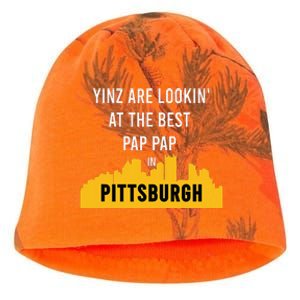 Yinz Looking At Best Yinzer Pap Pap Pittsburgh Pa Kati - Camo Knit Beanie