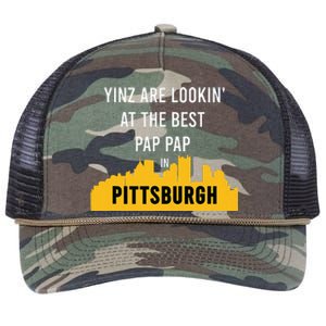 Yinz Looking At Best Yinzer Pap Pap Pittsburgh Pa Retro Rope Trucker Hat Cap