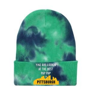 Yinz Looking At Best Yinzer Pap Pap Pittsburgh Pa Tie Dye 12in Knit Beanie