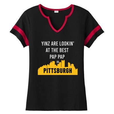 Yinz Looking At Best Yinzer Pap Pap Pittsburgh Pa Ladies Halftime Notch Neck Tee