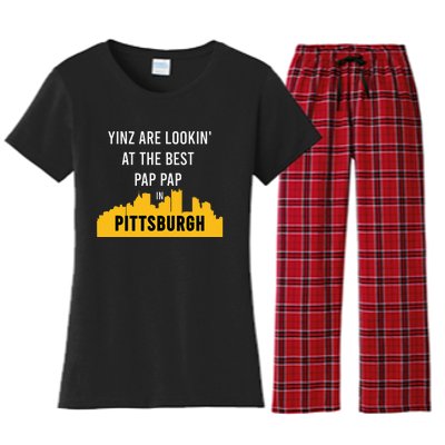 Yinz Looking At Best Yinzer Pap Pap Pittsburgh Pa Women's Flannel Pajama Set