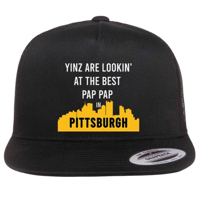 Yinz Looking At Best Yinzer Pap Pap Pittsburgh Pa Flatbill Hat