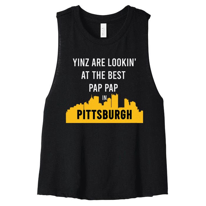 Yinz Looking At Best Yinzer Pap Pap Pittsburgh Pa Women's Racerback Cropped Tank