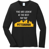 Yinz Looking At Best Yinzer Pap Pap Pittsburgh Pa Ladies Long Sleeve Shirt