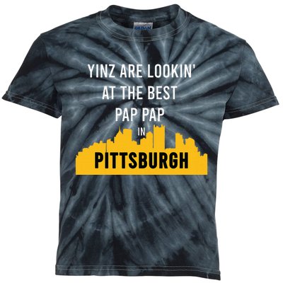 Yinz Looking At Best Yinzer Pap Pap Pittsburgh Pa Kids Tie-Dye T-Shirt