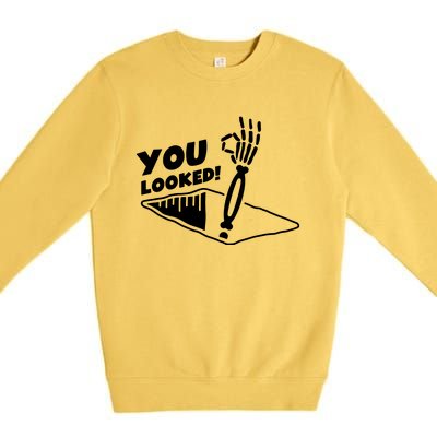 You Looked Bongo Hole Purely Looked Skeleton Premium Crewneck Sweatshirt