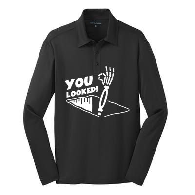 You Looked Bongo Hole Purely Looked Skeleton Silk Touch Performance Long Sleeve Polo