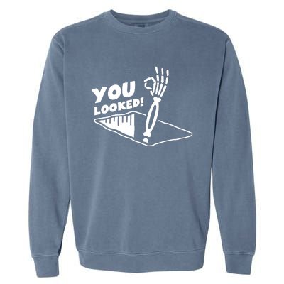 You Looked Bongo Hole Purely Looked Skeleton Garment-Dyed Sweatshirt