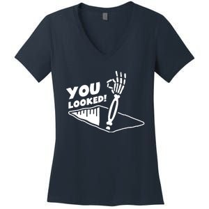 You Looked Bongo Hole Purely Looked Skeleton Women's V-Neck T-Shirt