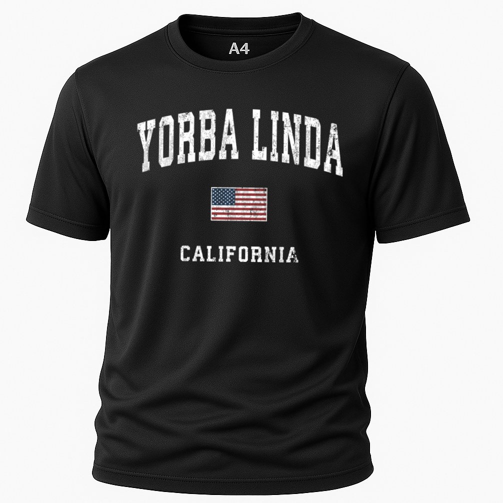 Yorba Linda California Ca Vintage American Flag Sports Performance Shirt
