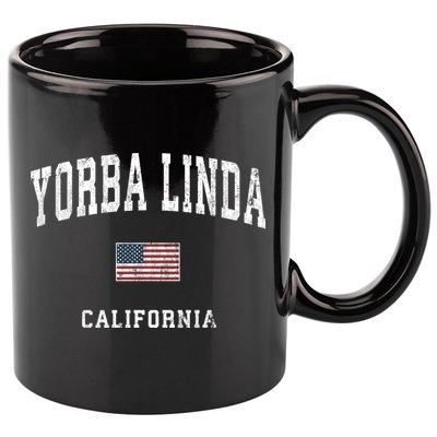 Yorba Linda California Ca Vintage American Flag Sports 11oz C Handle Ceramic Mug