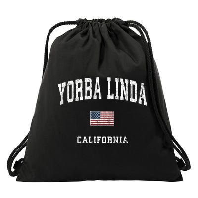 Yorba Linda California Ca Vintage American Flag Sports Drawstring Bag
