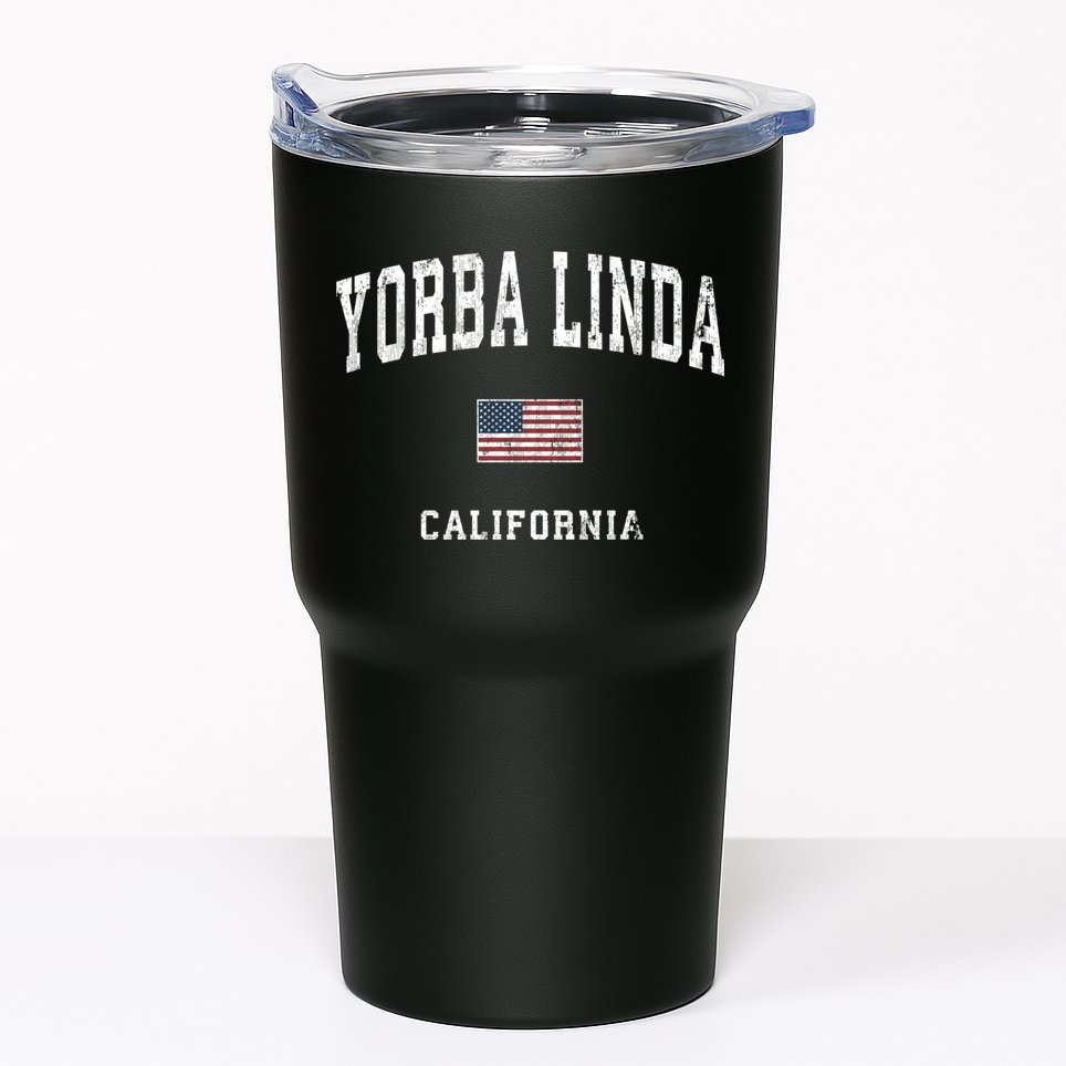 Yorba Linda California Ca Vintage American Flag Sports Tumbler